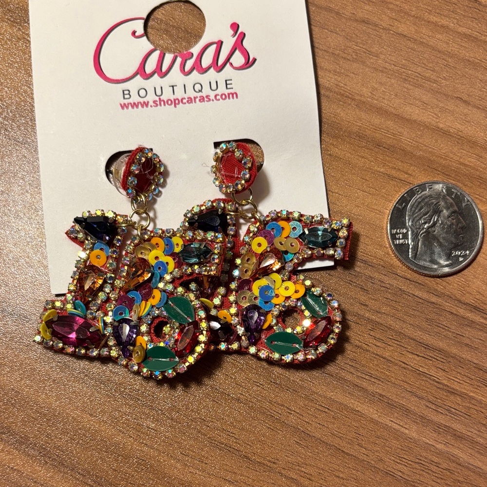 Multicolored Sequin “16” Earrings